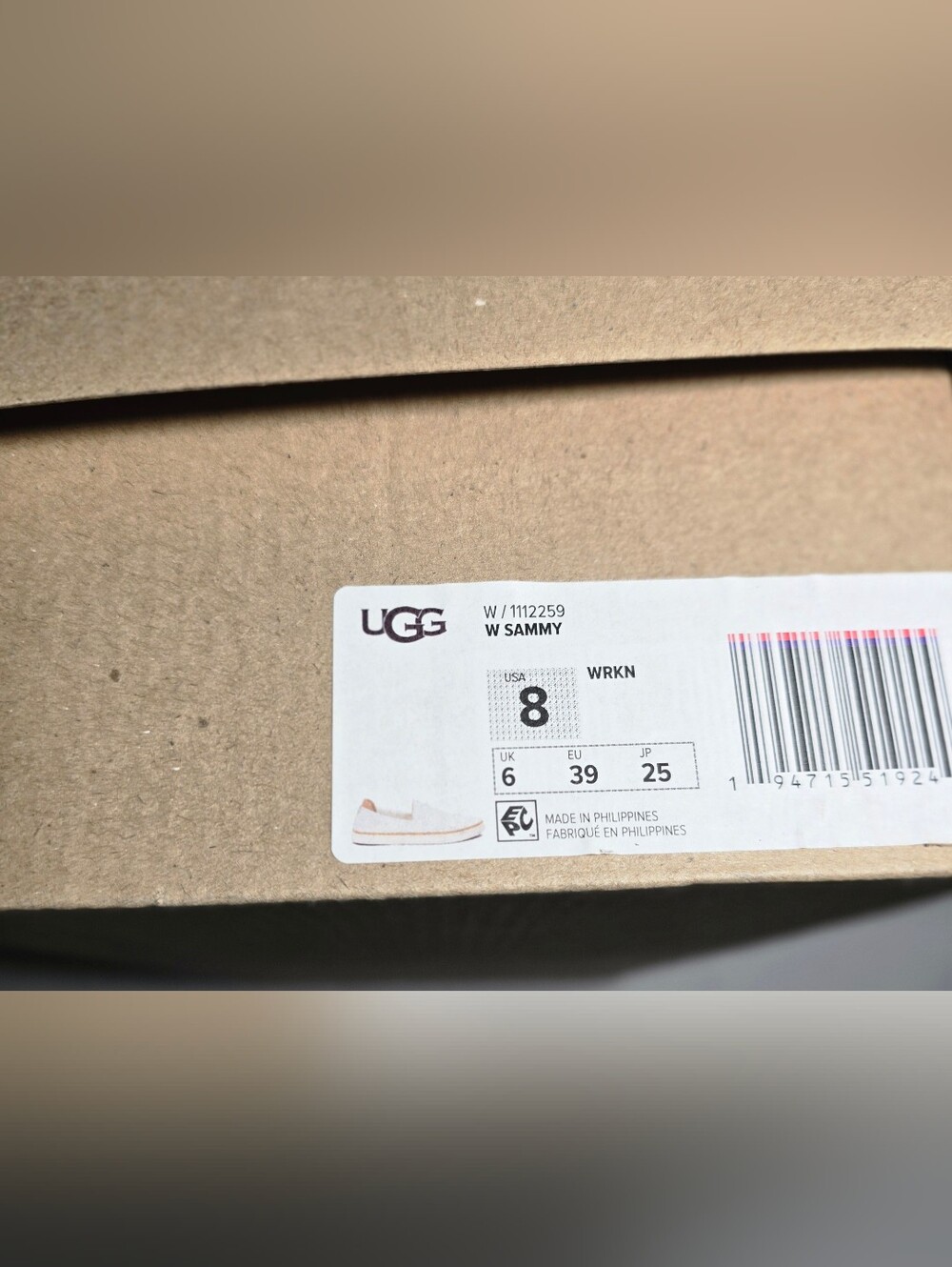 UGG Womens 8 In Box White Ribbed Slip-On Sammy Sneakers Ribbed Knit Texture - Picture 6 of 10